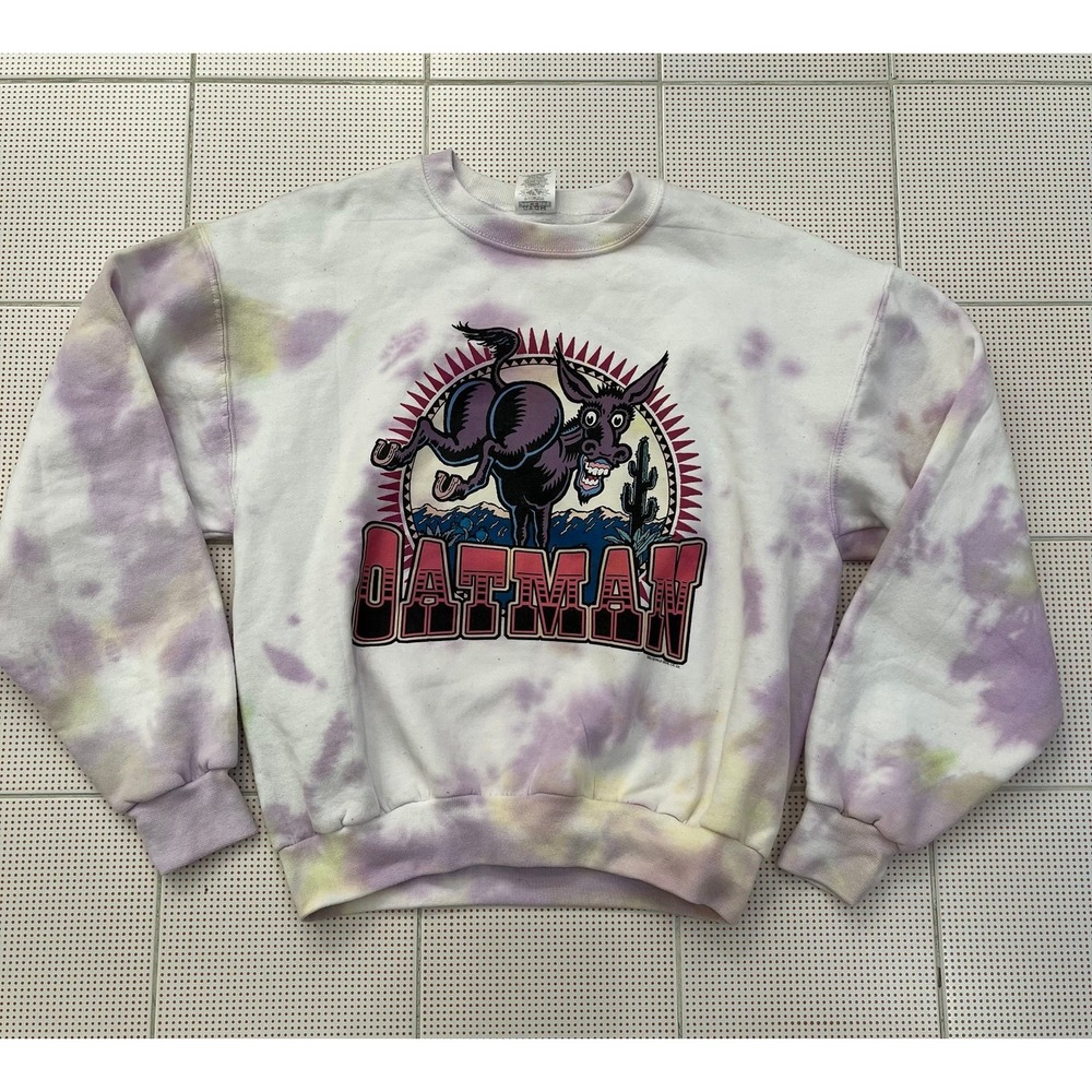 Vintage
90s Oatman Wild Burro Graphic Tie Dye Crew
Neck